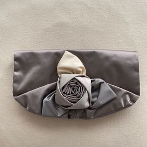 Banana Republic gray satin clutch